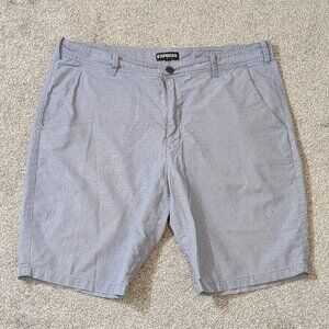 EXPRESS Blue Plaid Cotton, 10 Inch Men's Shorts; Size 36